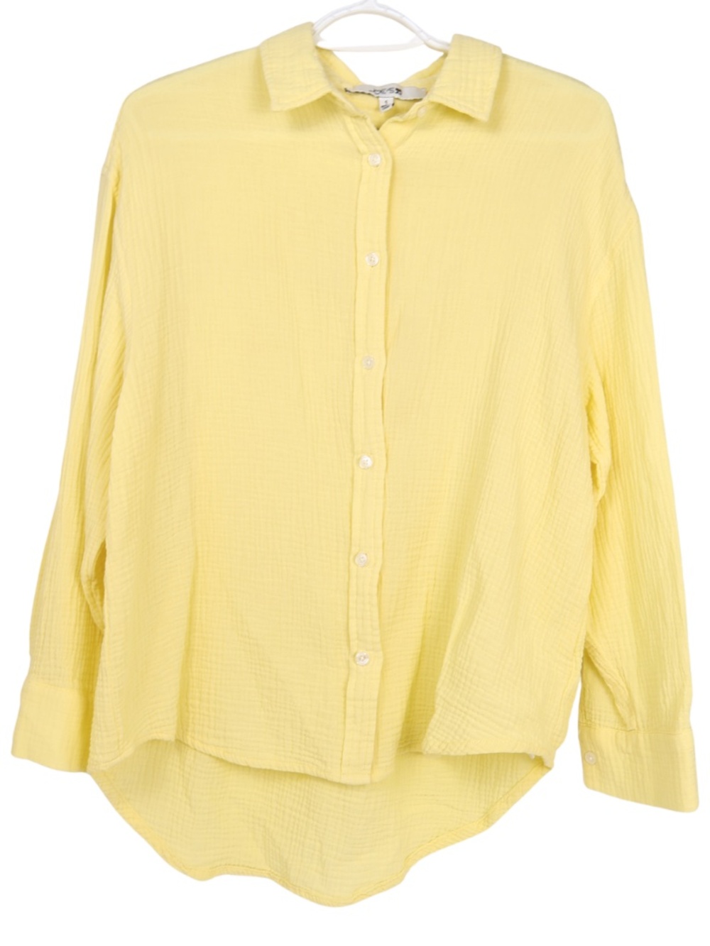 Joe's Pale Yellow Gauze Button Down Shirt S Oversized Relaxed Blouse